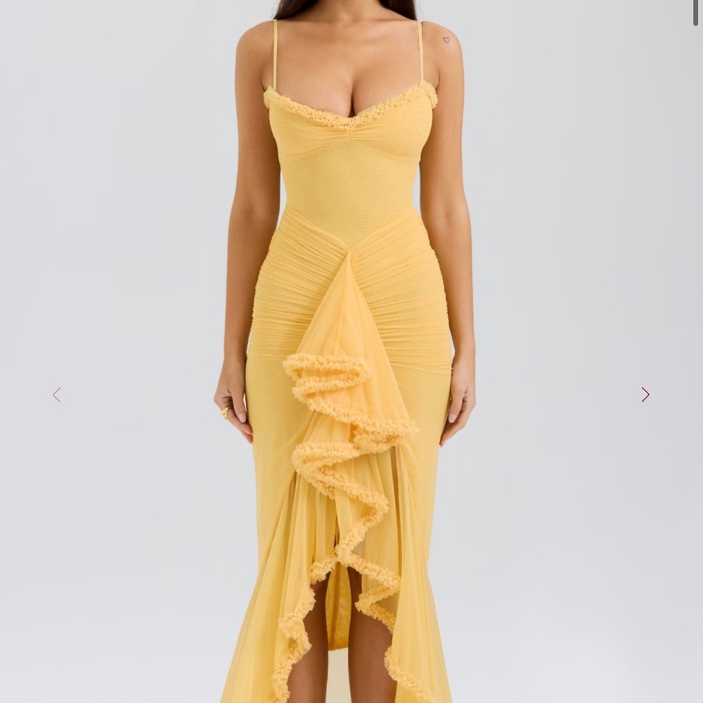 House Of CB Apricot Ruffle Dress
